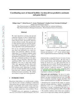Coordinating users of shared facilities via data-driven predictive
  assistants and game theory