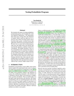 Nesting Probabilistic Programs