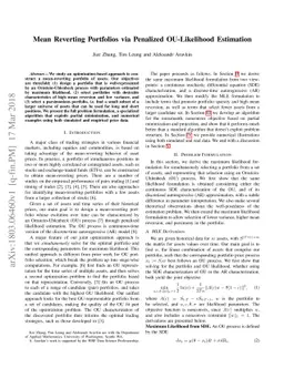 Mean Reverting Portfolios via Penalized OU-Likelihood Estimation