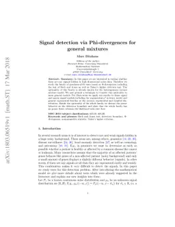 Signal detection via Phi-divergences for general mixtures