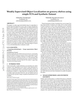 Weakly Supervised Object Localization on grocery shelves using simple
  FCN and Synthetic Dataset