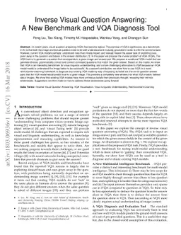 Inverse Visual Question Answering: A New Benchmark and VQA Diagnosis
  Tool