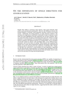 On the importance of single directions for generalization