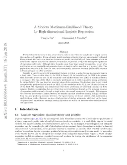 A modern maximum-likelihood theory for high-dimensional logistic
  regression