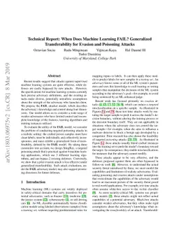 Technical Report: When Does Machine Learning FAIL? Generalized
  Transferability for Evasion and Poisoning Attacks