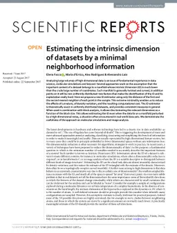 Estimating the intrinsic dimension of datasets by a minimal neighborhood
  information