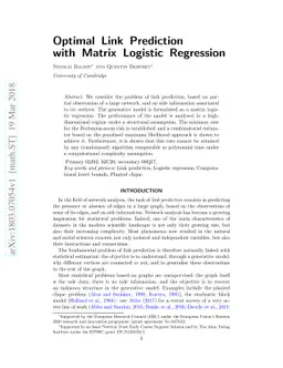 Optimal link prediction with matrix logistic regression