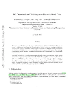 D$^2$: Decentralized Training over Decentralized Data