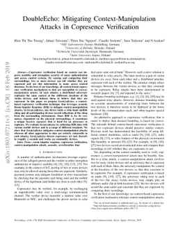 DoubleEcho: Mitigating Context-Manipulation Attacks in Copresence
  Verification
