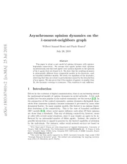 Asynchronous opinion dynamics on the $k$-nearest-neighbors graph