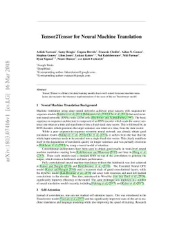 Tensor2Tensor for Neural Machine Translation