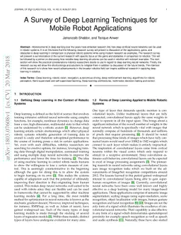 A Survey of Deep Learning Techniques for Mobile Robot Applications