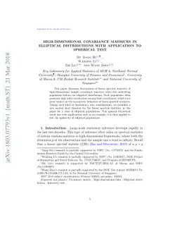 High-dimensional covariance matrices in elliptical distributions with
  application to spherical test