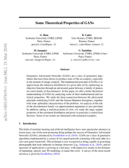 Some Theoretical Properties of GANs