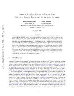 Boosting Random Forests to Reduce Bias; One-Step Boosted Forest and its
  Variance Estimate