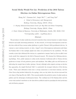 Social Media Would Not Lie: Prediction of the 2016 Taiwan Election via
  Online Heterogeneous Data