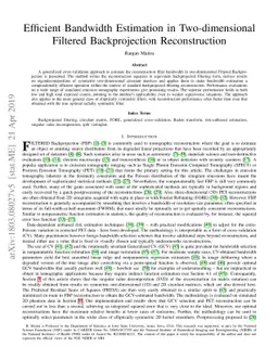 Efficient Bandwidth Estimation in Two-dimensional Filtered
  Backprojection Reconstruction