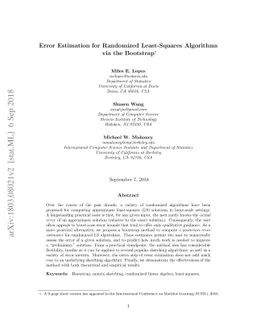 Error Estimation for Randomized Least-Squares Algorithms via the
  Bootstrap