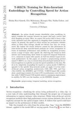 T-RECS: Training for Rate-Invariant Embeddings by Controlling Speed for
  Action Recognition