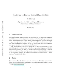 Clustering to Reduce Spatial Data Set Size