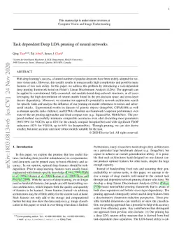 Task dependent Deep LDA pruning of neural networks