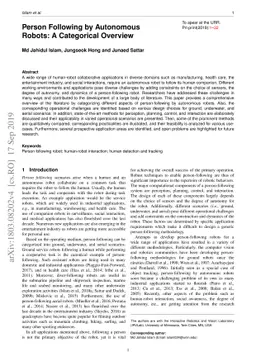 Person Following by Autonomous Robots: A Categorical Overview