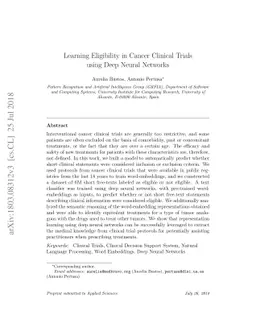 Learning Eligibility in Cancer Clinical Trials using Deep Neural
  Networks