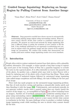 Guided Image Inpainting: Replacing an Image Region by Pulling Content
  from Another Image