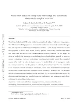 Word sense induction using word embeddings and community detection in
  complex networks