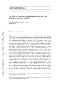 On efficient global optimization via universal Kriging surrogate models