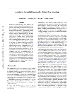Learning to Reweight Examples for Robust Deep Learning