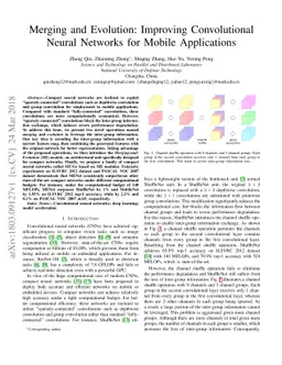 Merging and Evolution: Improving Convolutional Neural Networks for
  Mobile Applications