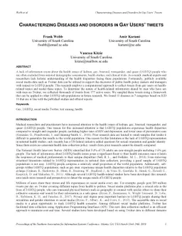 Characterizing Diseases and disorders in Gay Users' tweets