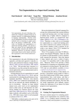 Text Segmentation as a Supervised Learning Task