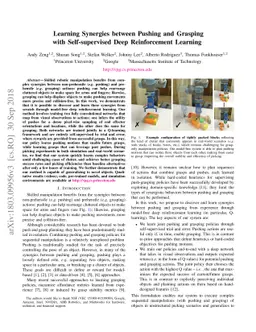 Learning Synergies between Pushing and Grasping with Self-supervised
  Deep Reinforcement Learning