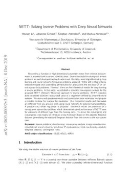 NETT: Solving Inverse Problems with Deep Neural Networks