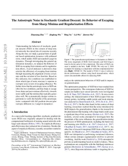 The Anisotropic Noise in Stochastic Gradient Descent: Its Behavior of
  Escaping from Sharp Minima and Regularization Effects