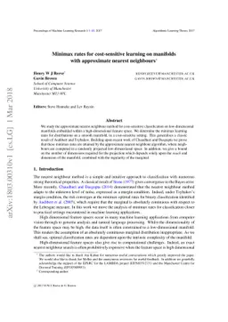 Minimax rates for cost-sensitive learning on manifolds with approximate
  nearest neighbours