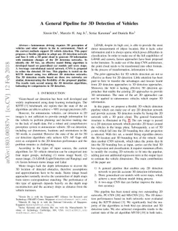 A General Pipeline for 3D Detection of Vehicles