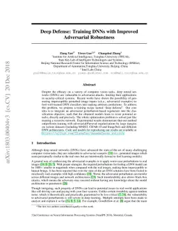 Deep Defense: Training DNNs with Improved Adversarial Robustness