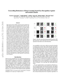 Unravelling Robustness of Deep Learning based Face Recognition Against
  Adversarial Attacks