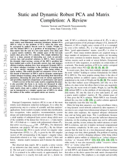 Static and Dynamic Robust PCA and Matrix Completion: A Review