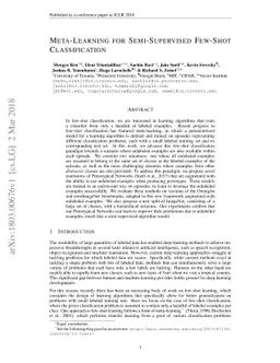 Meta-Learning for Semi-Supervised Few-Shot Classification