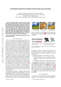 Constrained Neural Style Transfer for Decorated Logo Generation