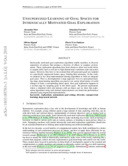 Unsupervised Learning of Goal Spaces for Intrinsically Motivated Goal
  Exploration