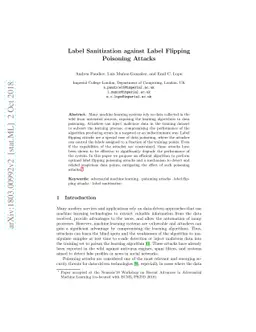 Label Sanitization against Label Flipping Poisoning Attacks