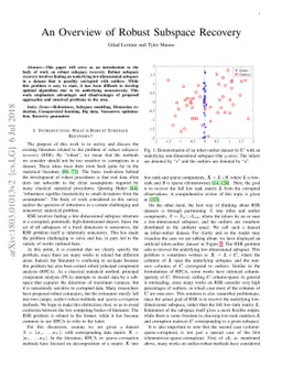 An Overview of Robust Subspace Recovery