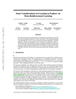 Some Considerations on Learning to Explore via Meta-Reinforcement
  Learning