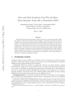 Slow and Stale Gradients Can Win the Race: Error-Runtime Trade-offs in
  Distributed SGD