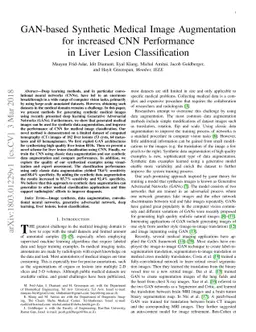 GAN-based Synthetic Medical Image Augmentation for increased CNN
  Performance in Liver Lesion Classification